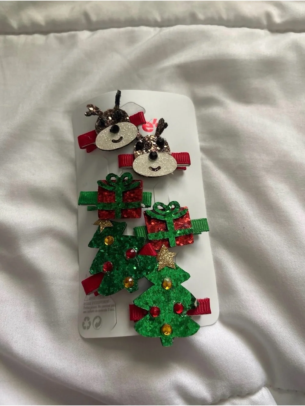Claire's Red & Green Glitter Holiday Hair Clip Set